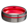 Gunmetal Wedding Ring - Red Tungsten Ring - Red Wedding Band - Tungsten Ring