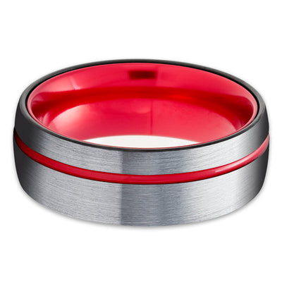 Red Tungsten Wedding Ring - Tungsten Wedding Band - Red Wedding Band - Tungsten