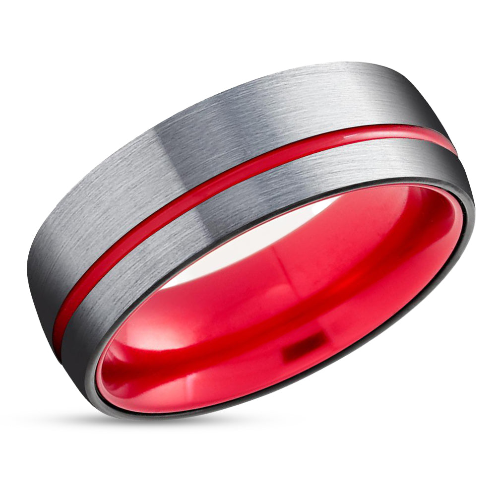 Red Tungsten Wedding Ring - Tungsten Wedding Band - Red Wedding Band - Tungsten