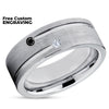 Tungsten Wedding Band - Silver Tungsten Ring - White Diamond Ring - Black Diamond Ring