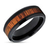 Koa Wood Tungsten Ring - Black Tungsten Band - Koa wood Ring - Wedding Ring