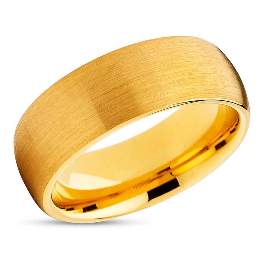 Yellow Gold Tungsten Band - Men's Wedding Band - 8mm - Yellow Gold Tungsten