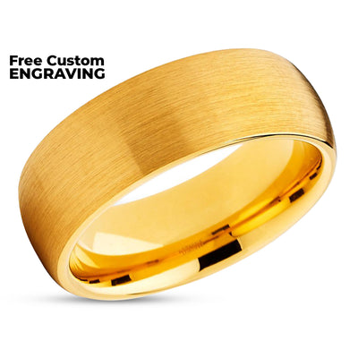 Yellow Gold Tungsten Band - Men's Wedding Band - 8mm - Yellow Gold Tungsten