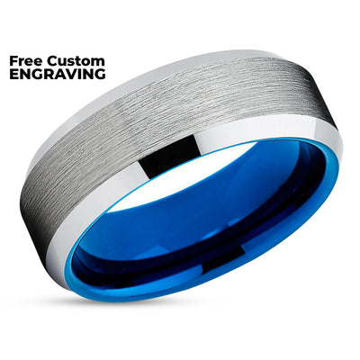 Silver Wedding Ring - Men's Wedding Ring - Tungsten Wedding Band - Anniversary Ring