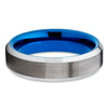 Blue Tungsten Wedding Band- 6mm Blue Tungsten - Gray Tungsten Ring - Clean Casting Jewelry