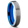 Blue Tungsten Wedding Band- 6mm Blue Tungsten - Gray Tungsten Ring - Clean Casting Jewelry