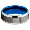Men's Blue Tungsten Ring - 8mm - Blue Tungsten Ring - Gunmetal Tungsten Ring - Clean Casting Jewelry