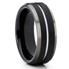 Black Tungsten Wedding Band - Gunmetal - 8mm Black Tungsten Ring - Brush - Clean Casting Jewelry