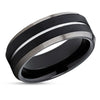 Black Tungsten Wedding Band - Gunmetal - 8mm Black Tungsten Ring - Black Ring