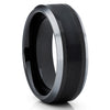 Black Wedding Band - Tungsten Wedding Band - Brush - Black Ring - 8mm - Clean Casting Jewelry