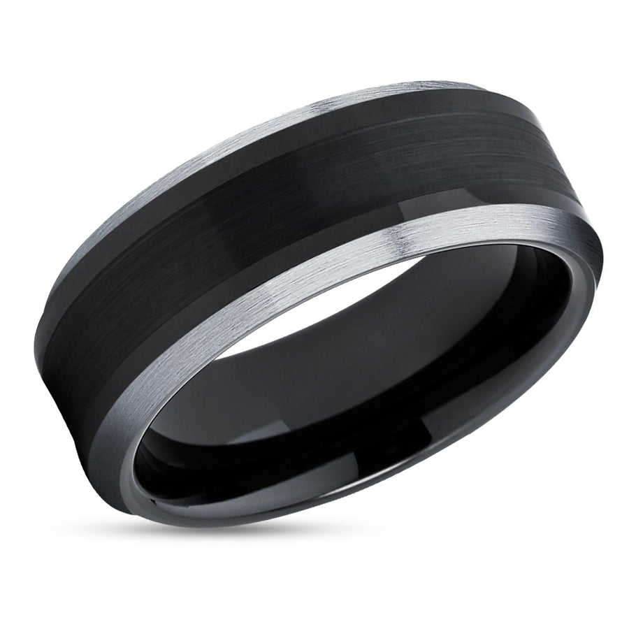 Black Tungsten Wedding Ring - Black Wedding Ring - Unique Tungsten Ring - Black Ring
