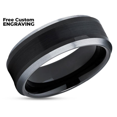 Black Tungsten Wedding Ring - Black Wedding Ring - Unique Tungsten Ring - Black Ring