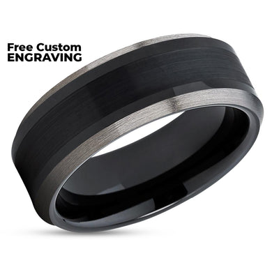 Black Tungsten Ring - Gunmetal Wedding Ring - Tungsten Wedding Band - Ring