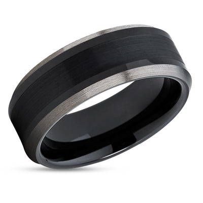 Black Tungsten Ring - Gunmetal Wedding Ring - Tungsten Wedding Band - Ring