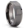 Gunmetal Tungsten Ring - Gray Tungsten Band - 8mm Wedding Band - Brush - Clean Casting Jewelry