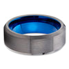 Gunmetal Tungsten Ring - Blue Tungsten Ring - Gray Wedding Band - Brush - Clean Casting Jewelry