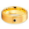 Black Diamond Tungsten Ring - Yellow Gold Tungsten - Tungsten Carbide - Brush
