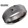 Black Diamond Tungsten Ring - Gunmetal Tungsten Ring - Gunmetal Ring - Men's Wedding Ring