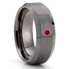 Ruby Tungsten Wedding Band - Gunmetal Tungsten Ring - Gray Tungsten - 8mm - Clean Casting Jewelry