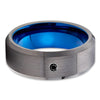 Black Diamond Tungsten Ring - Gunmetal Ring - Gray Tungsten Ring - Blue Ring