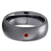 Ruby Tungsten Wedding Band - Gray Tungsten Ring - Gunmetal Tungsten Band - Clean Casting Jewelry