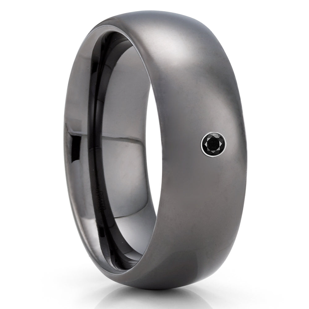 Gunmetal Wedding Ring - Black Diamond Ring - Tungsten Wedding Ring - Man's Ring