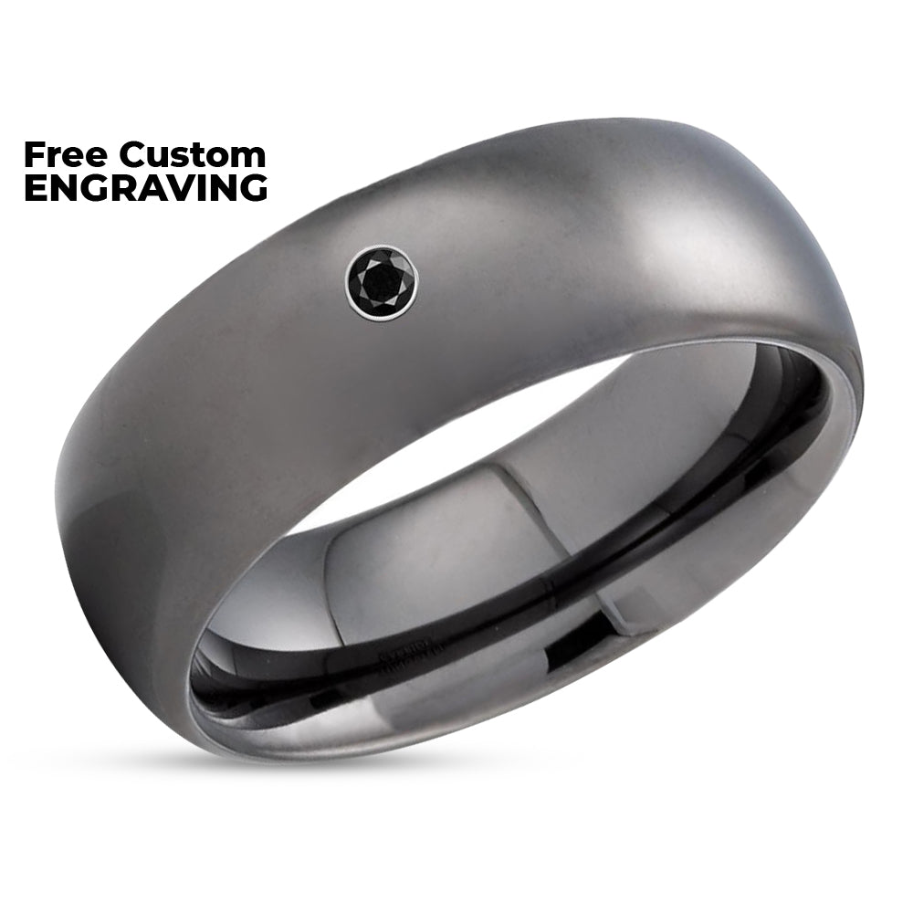Gunmetal Wedding Ring - Black Diamond Ring - Tungsten Wedding Ring - Man's Ring