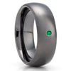 Emerald Tungsten Ring - Gunmetal Tungsten Ring - Tungsten Wedding Band  - 8mm - Clean Casting Jewelry