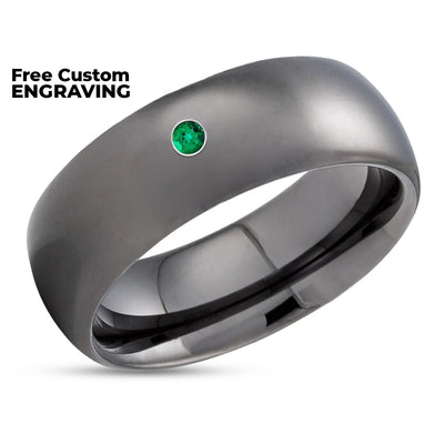 Emerald Tungsten Ring - Gunmetal Tungsten Ring - Tungsten Wedding Band  - 8mm