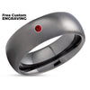 Ruby Tungsten Wedding Band - Gray Tungsten Ring - Gunmetal Tungsten Band - Engagement Ring