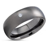 Gunmetal Wedding Ring - White Diamond Ring - Tungsten Wedding Ring - Anniversary Ring