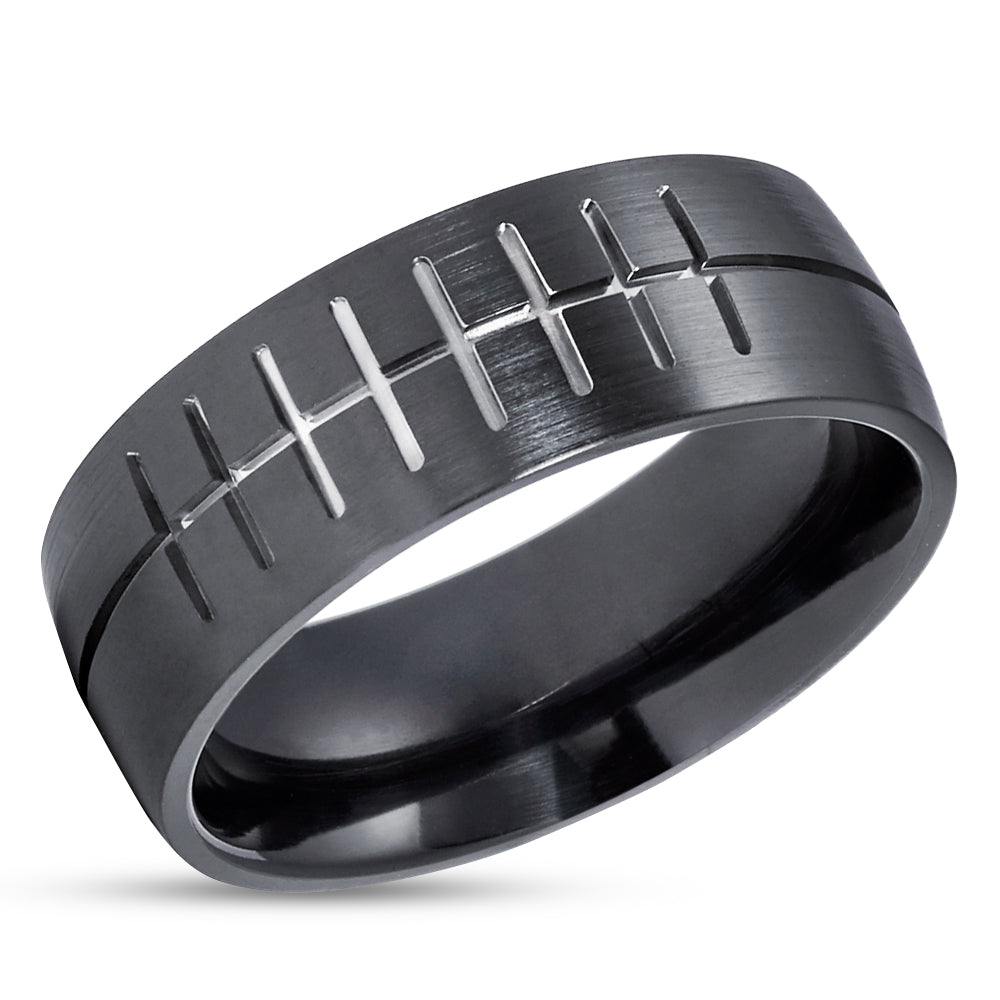 Football Wedding Ring - Zirconium Wedding Ring - Football Ring - Man's Ring - Woman's
