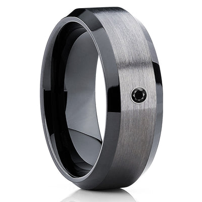 Black Tungsten Ring - Gunmetal Tungsten - Black Diamond Tungsten Band - Clean Casting Jewelry