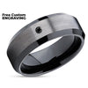 Gunmetal Wedding Ring - Black Diamond Wedding Ring - Black Tungsten Ring - Band