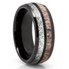 Deer Antler Tungsten Ring - Black Tungsten Ring - Meteorite Ring - 8mm Ring
