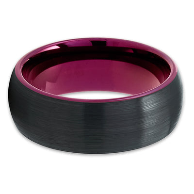 Purple Tungsten Wedding Band - Purple Tungsten Ring - Black Tungsten Band - Clean Casting Jewelry