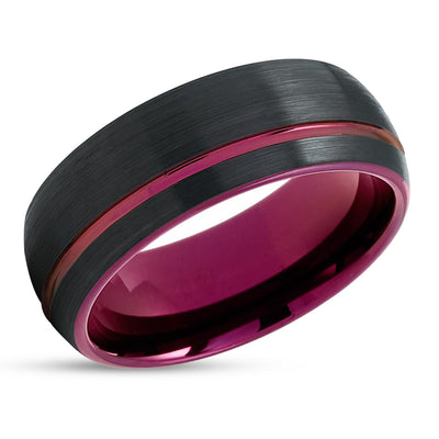 Purple Tungsten Ring - Purple Tungsten Wedding Band - Black Tungsten Ring - Black