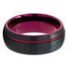 Purple Tungsten Ring - Purple Tungsten Wedding Band - Black Tungsten Ring - Brush - Clean Casting Jewelry