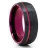 Purple Tungsten Ring - Purple Tungsten Wedding Band - Black Tungsten Ring - Brush - Clean Casting Jewelry