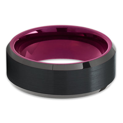 Purple Tungsten Ring - Black Tungsten Ring - Tungsten Carbide Ring - Purple Band - Clean Casting Jewelry