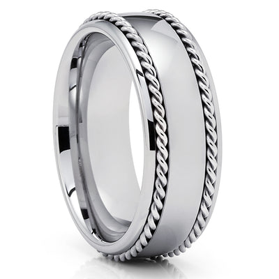 Men's Tungsten Wedding Band - Braid Tungsten Ring - Tungsten Carbide - 8mm - Clean Casting Jewelry