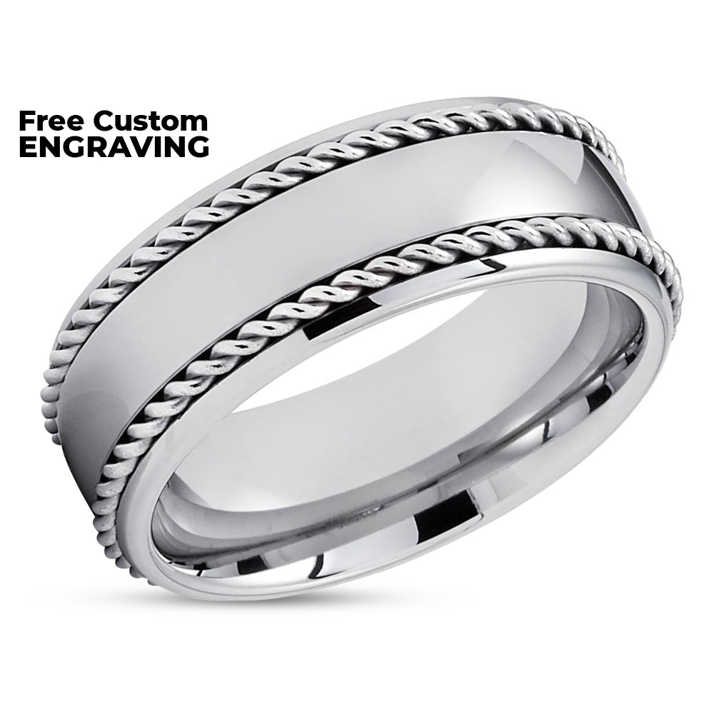 Men's Tungsten Wedding Band - Braid Tungsten Ring - Tungsten Carbide - 8mm