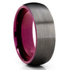 Purple Tungsten Wedding Band - Gunmetal Ring - Purple Tungsten Ring - Brush - Clean Casting Jewelry