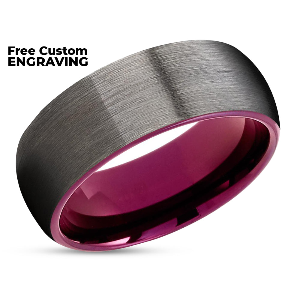 Gunmetal Wedding Ring - Purple Tungsten Ring - Wedding Ring - Wedding Band - Ring