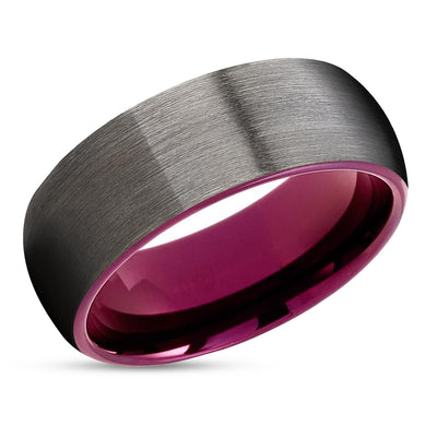 Gunmetal Wedding Ring - Purple Tungsten Ring - Wedding Ring - Wedding Band - Ring
