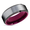 Purple Wedding Ring - Black Wedding Ring- Gray Tungsten Ring - Engagement Ring