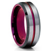 Purple Tungsten Wedding Band - Gray Tungsten Ring -Purple Wedding Ring - Clean Casting Jewelry