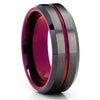 Purple Tungsten Ring - Purple Wedding Ring - Gunmetal Tungsten Ring - Brush - Clean Casting Jewelry