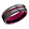 Purple Tungsten Ring - Purple Wedding Ring - Gunmetal Tungsten Ring - Brush