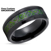 Green Tungsten Ring - Dragon Tungsten Ring - 8mm - Green Tungsten Band